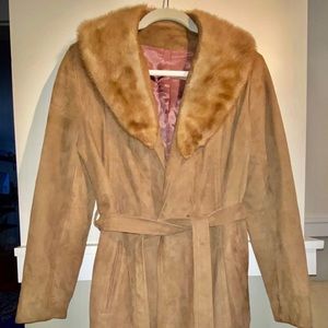 Romay vintage suede and fox fur jacket